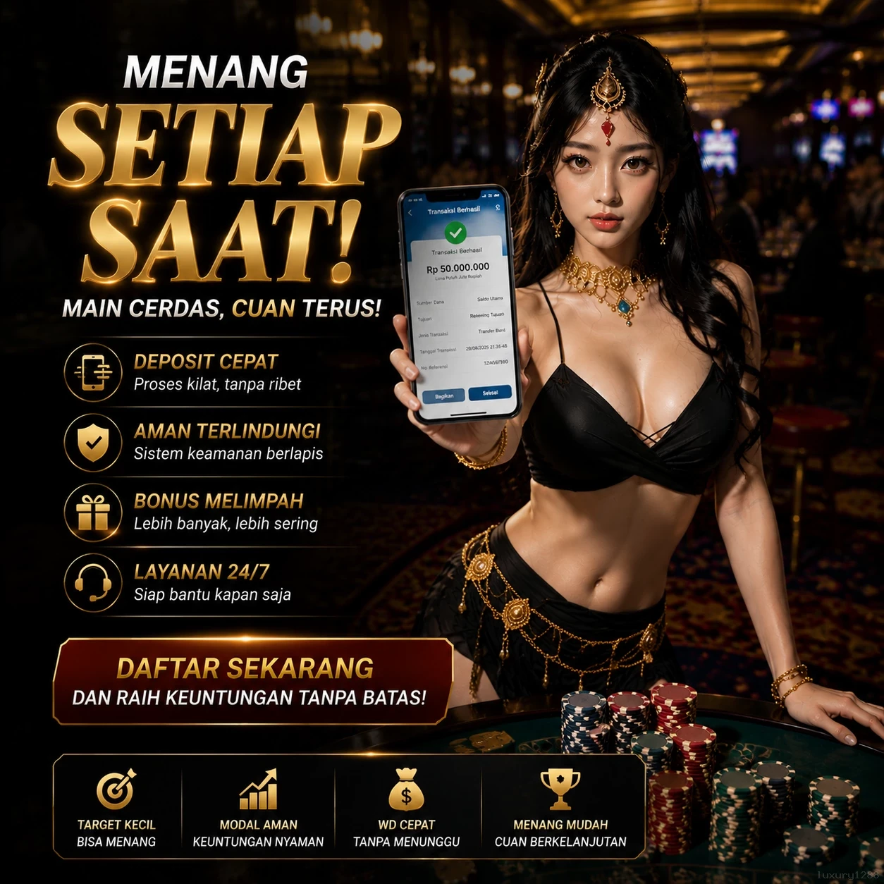 Tampilan antarmuka luxury1288 APK v4.7.5 saat pengujian performa dan keamanan di perangkat Android